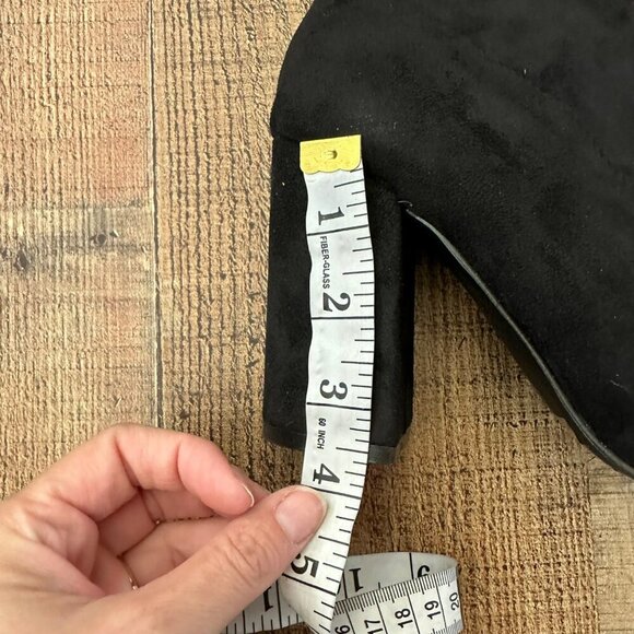 Nasty Gal Black Faux Suede Block Heel Pointed Toe Sock Boots Size 6 - Picture 5 of 12